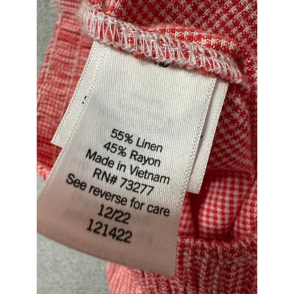 Croft & Barrow Women's XXL Red White Gingham Linen Blend A-Line Midi Skirt Flowy